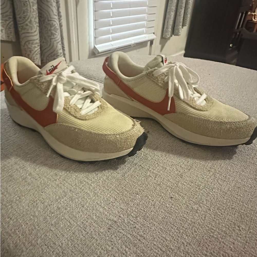 Nike Women's Cream and Orange Sneakers